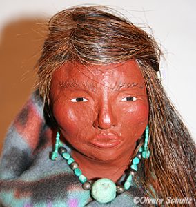 Native American Woman Clay Sculpture Face Detail